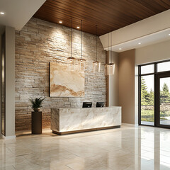 Wall Mural - entry foyer photorealistic render for clubhouse (