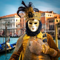 Carnival mask in Venice, AI generated