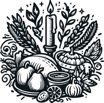 Monochrome Cosmonaut Thanksgiving Logo Icon For Emblems, Badges And Levels Vector Illustration