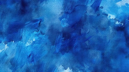 Wall Mural - Deep Blue Abstract. Watercolor Brush Strokes in Hand-Drawn Blue Texture