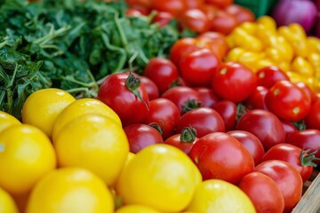 Wall Mural - An image capturing a vibrant display of fresh vegetables at a marketplace, showcasing the bounty of nature's produce.