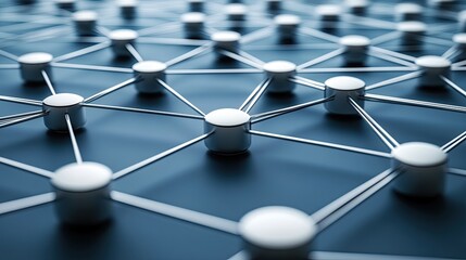 Poster - an immersive digital network showcases glowing connections and particles against a dark blue backdro