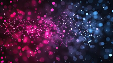 Poster - an immersive digital network showcases glowing connections and particles against a dark blue backdro