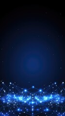 Poster - an immersive digital network showcases glowing connections and particles against a dark blue backdro