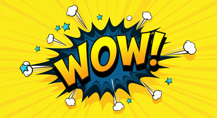 Poster - Comic text burst with wow effect and dynamic style in vibrant colors
