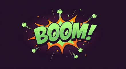 Poster - Comic explosion graphic with dynamic Boom design in vibrant colors for playful illustration and creative projects