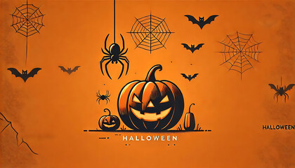 halloween banner with pumpkins, generative ai