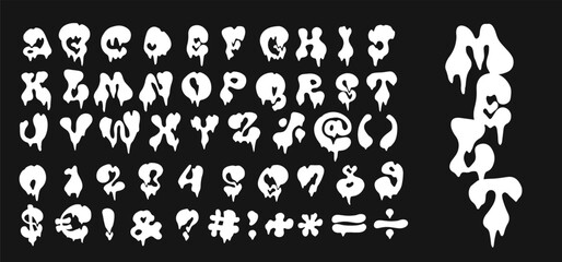 Fototapete - Slime melting Halloween-themed alphabet. Melted font. Hand drawn flat vector illustration.