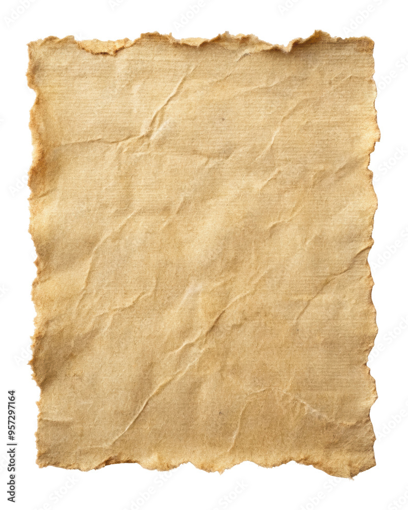 Parchment Ragged Edges Aged parchment paper with rough, torn edges, showcasing a vintage and ...