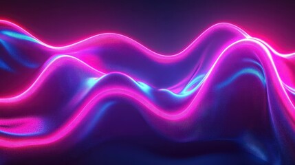 Abstract glowing neon wave patterns in vibrant pink and blue tones, creating a futuristic and dynamic visual effect.