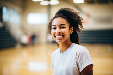 Poster - Portrait of a smiling teenage female African American basketball player