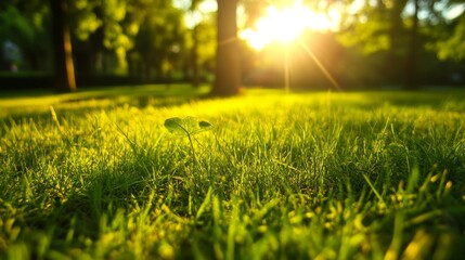 Sunlit Grass in Nature