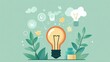 © Nattawee - Light bulb with futuristic design, innovation and future growth, flat design illustration