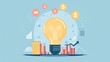 © Nattawee - Light bulb with futuristic design, innovation and future growth, flat design illustration