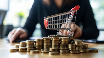 Wall Mural - Shopping Cart on Coins