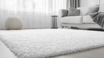 Wall Mural - cozy living room with soft white carpet