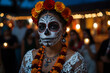 © Grafico - mexico, celebration, decoration, day of the dead, skull, flower, death, tradition, dead, culture, day, mexican, halloween, festival, horror, holiday, traditional, costume, make-up, party, floral, scar