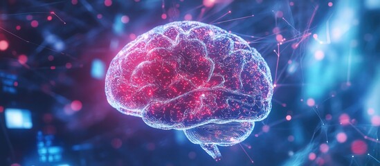 Aufkleber - 2d illustration depicting a concept of thought with an abstract brain design representing artificial