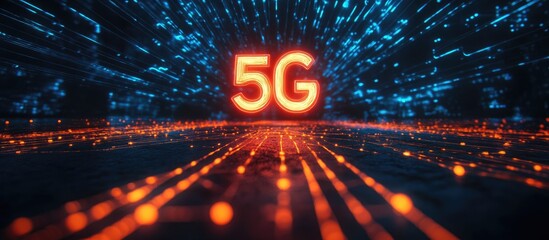 Poster - 2D illustration of a 5G network and connection design