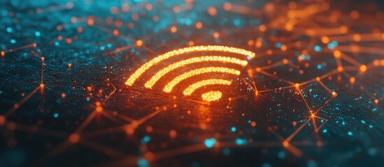Poster - 2D illustration of a Wi Fi symbol representing wireless internet connectivity in a modern network environment