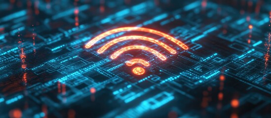 Poster - 2D illustration of a Wi Fi symbol representing wireless internet connectivity in a modern network environment