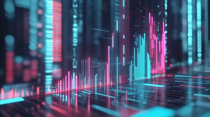 Poster - 2D rendering of an online business concept related to the stock market featuring a business graph