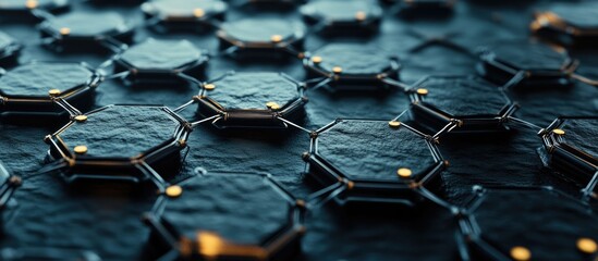 Fototapete - 3D abstract illustration featuring a hexagonal connection structure on a textured background