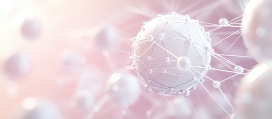 Poster - 3D abstract illustration featuring a white spherical shape connected by lines representing a technology concept