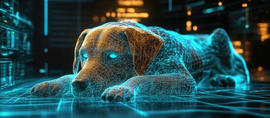 Poster - 3D animation of a cyber dog in a resting position