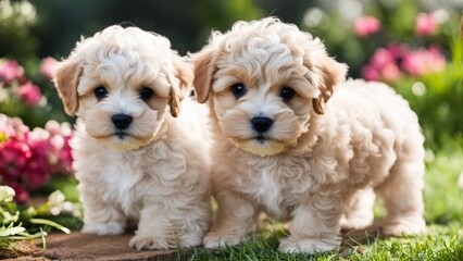 Wall Mural - funny maltipoo puppies