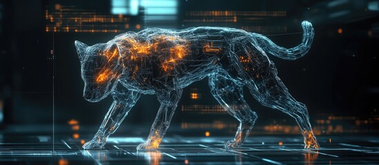 Poster - 3D animation of a cyber dog in an alert stance