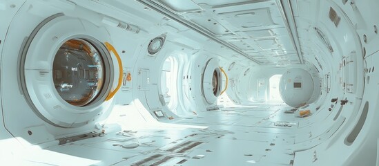 Poster - 3D computer generated rendering of a futuristic space station
