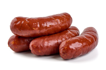 German traditional sausages, close-up, isolated on white background