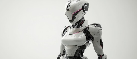 Poster - 3D depiction of a female robot against a white backdrop