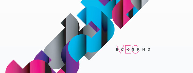 Poster - Abstract background. Colorful geometric curve shapes with black shadow lines effects