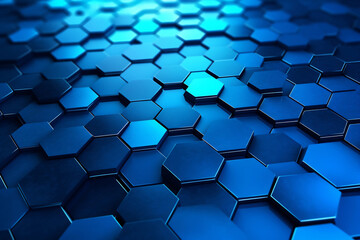 Blue black metallic background with hexagons