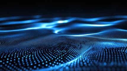 Poster - 3D depiction of blue neon frequency pattern