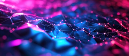 Poster - 3D digital technology backdrop featuring interconnected networks