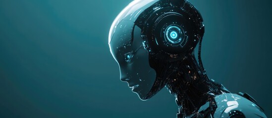 Aufkleber - 3D humanoid robot illustrating advanced machine learning and digital technology embodying smart automation and futuristic AI concepts