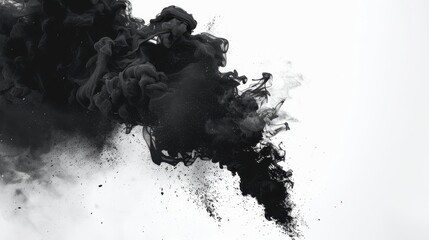 Sticker - Dynamic, abstract representation of smoke or ink, with a focus on the contrast between the dark, swirling forms and the light background