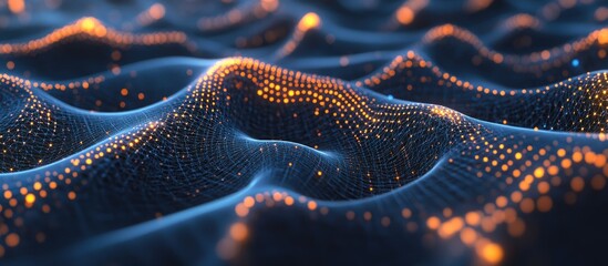 Poster - 3D illustration depicting a neural network node representing artificial intelligence computer processing and machine learning concepts