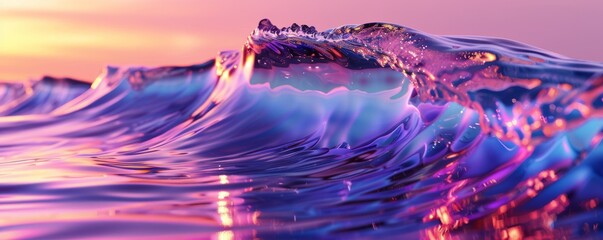 Sticker - Amorphous liquid 3D wave with vibrant reflections, 4K hyperrealistic photo