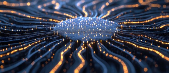 Poster - 3D illustration depicting a neural network node representing artificial intelligence computer processing and machine learning concepts