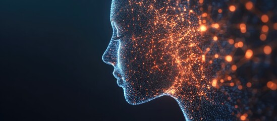 Aufkleber - 3D illustration depicting an abstract profile of a person highlighting the concept of scientific innovation and technology