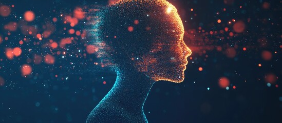 Aufkleber - 3D illustration depicting an abstract profile of a person highlighting the concept of scientific innovation and technology