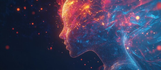 Aufkleber - 3D illustration depicting an abstract profile of a person highlighting the concept of scientific innovation and technology