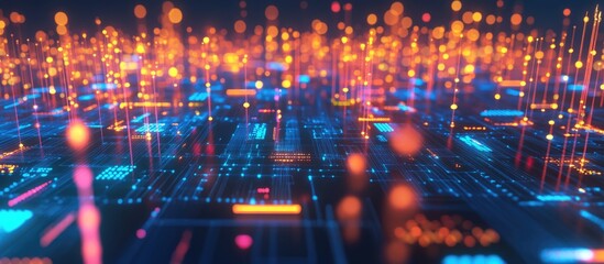 Poster - 3D illustration depicting concepts of digital network technology AI and 5G data communication