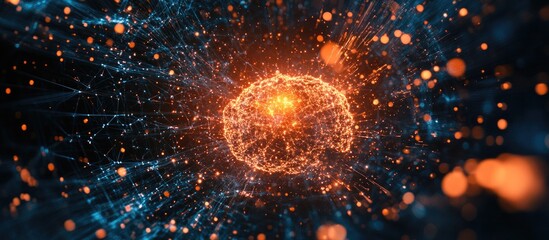 Aufkleber - 3D illustration depicting the explosion of artificial intelligence within the context of scientific technology