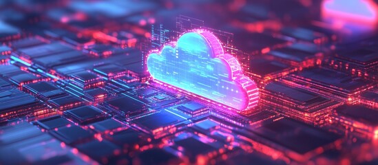 Aufkleber - 3D illustration depicting the migration of databases to cloud computing technology