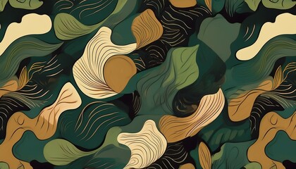 Wall Mural - Camouflage pattern with organic shapes, camouflage texture